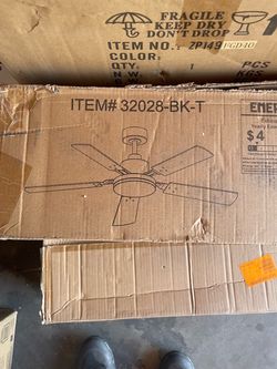 52-Inch Black 5-Blade Ceiling Fan with LED Light and Remote — Model 32028-BK-T