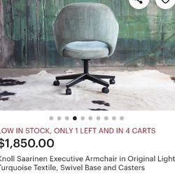 $400 for one vintage authentic Knoll Eero Saarinen armless executive desk chair swivel rolling