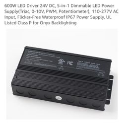 600W LED Driver 24V DC, 5-in-1 Dimmable LED Power Supply