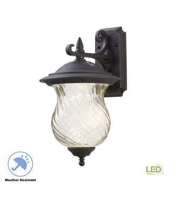 Home Decorators Aged Patina Outdoor LED Wall Lantern W/ Photocell