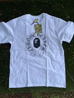 Bape x chrome heart, color white and black, size: medium