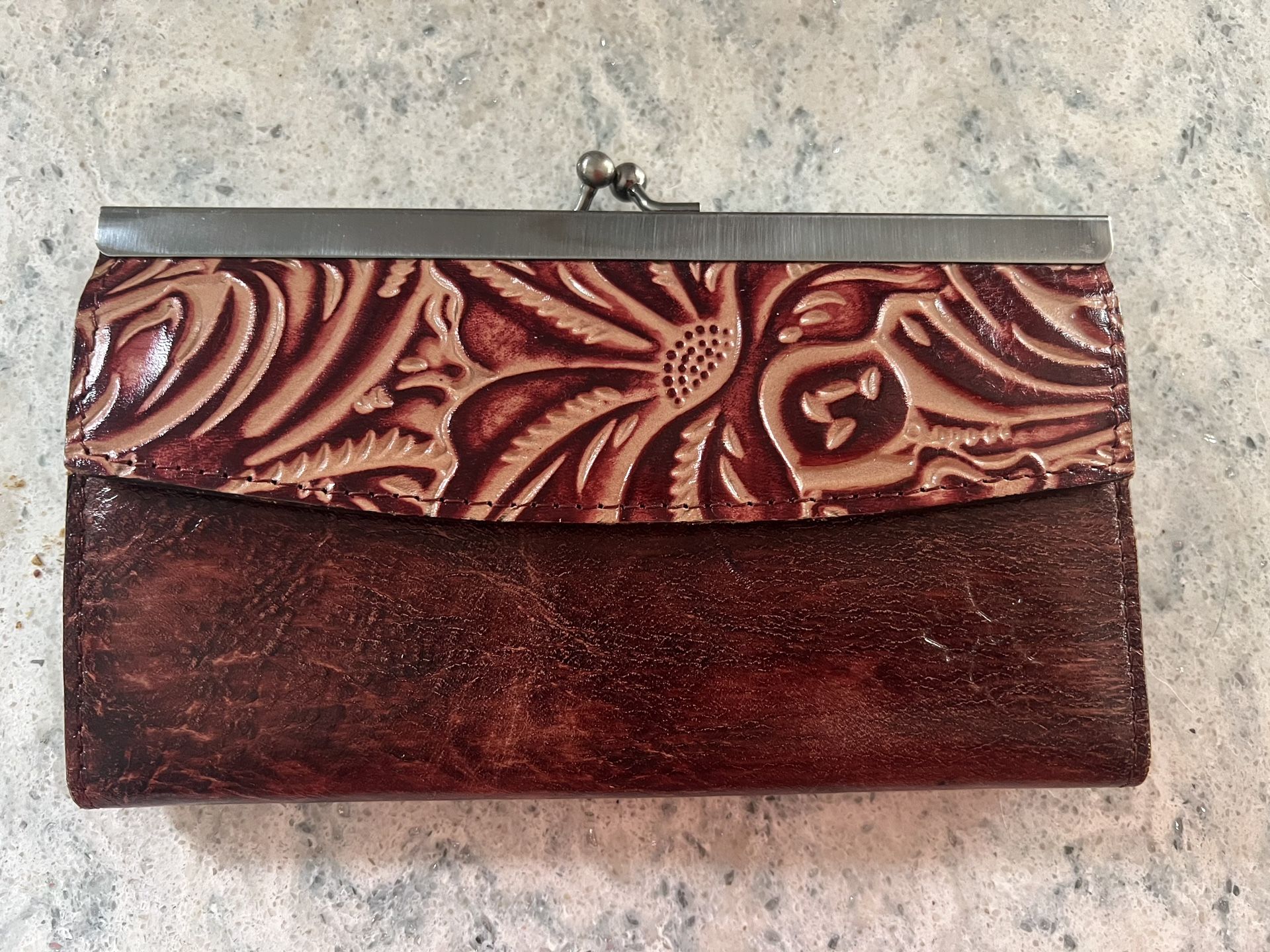 Patricia Nash Tooled Leather and Metal Clasp Wallet- Perfect condition