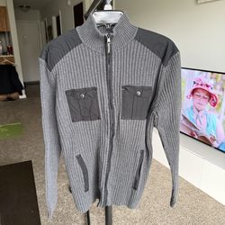 Vintage Calvin Klein Jacket Men Large Black Full Zip Heavyweight Cable Knit  Sweater