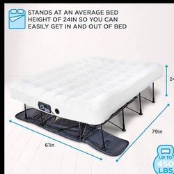 Ivation EZ-Bed (Queen) Air Mattress with Deflate Defender™ Technology Dual Auto Comfort Pump and Dual Layer Laminate Material - AirBed Frame & Rolling