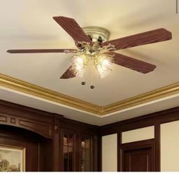 Hampton Bay Carriage House 52” Polished Brass Ceiling Fan w/ LED Light & Reversible Blades