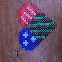 American / Camo Heart Perler Bead Keychain