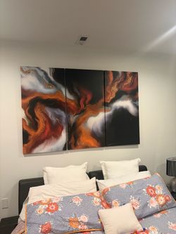 Abstract Fluid Art Triptych Canvas Set 3 piece