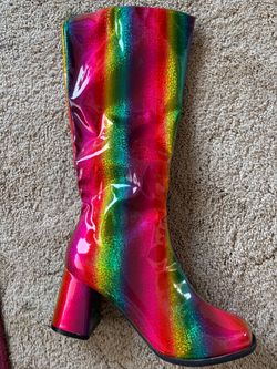 Ellie Shoes 300-Summer rainbow knee-High boots