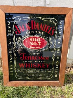 Jack Daniel's Tennessee Sour Mash Whiskey Advertising Glass Bar Hanger 19x23