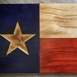 Carved Wood Texas Flag