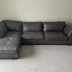 L Sectional Sofa Grey Leather