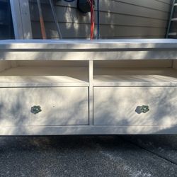 White TV Stand / Console Table with Drawers & Shelves