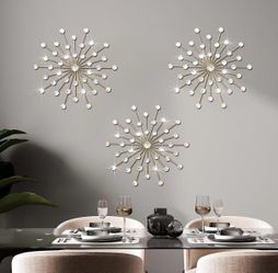 3 Set Gold Starburst Wall Art for Home Decor