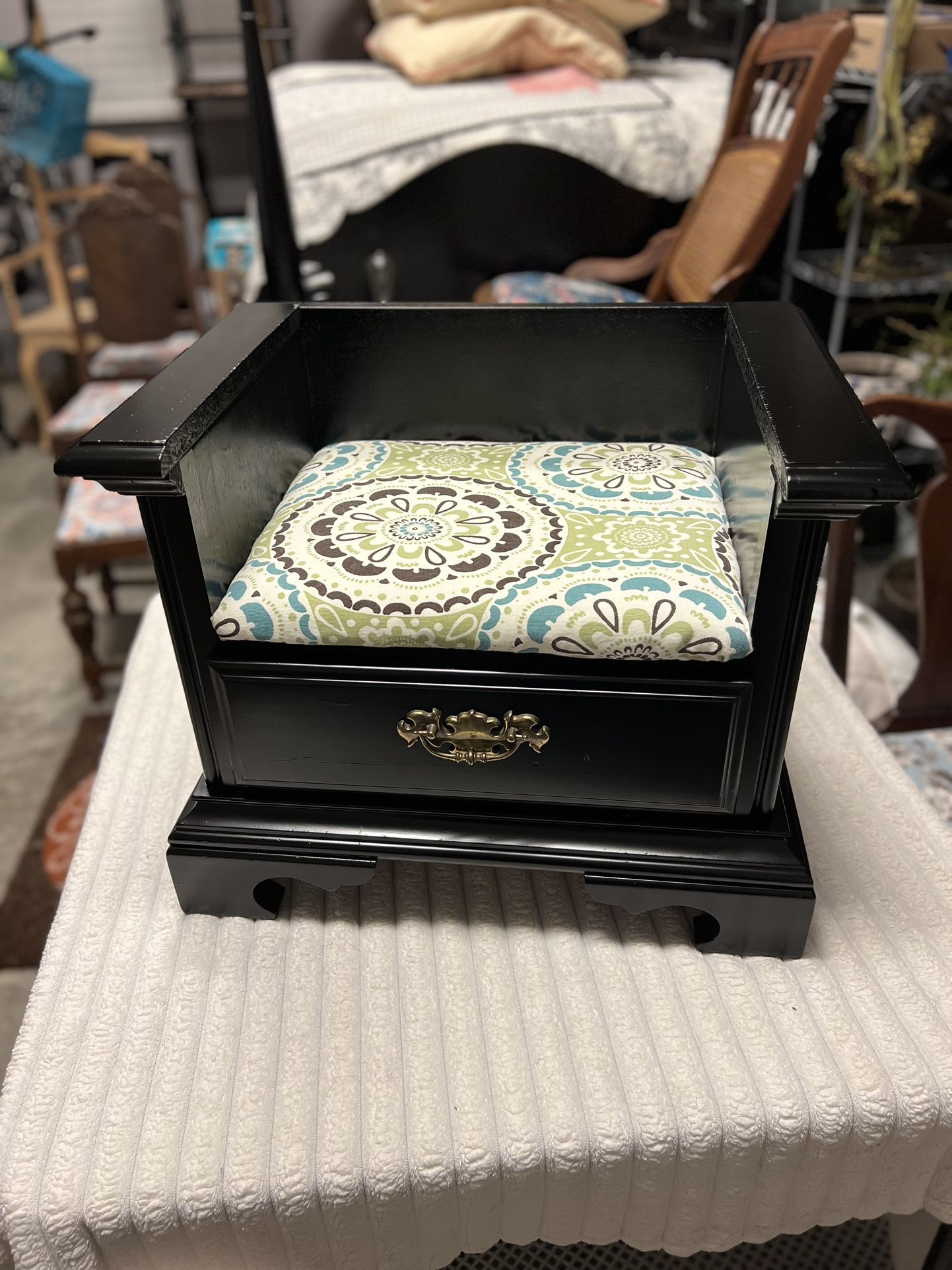 Repurposed Farmhouse Toddler Seat with Storage