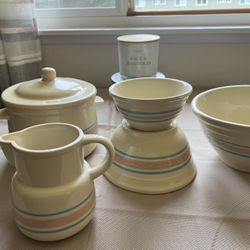 Vintage McCoy   3 Bowls, Medium Size Crock, and Pitcher