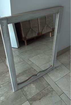 Gray Wood Framed Wall Mirror