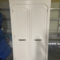 White Painted Wood Armoire 