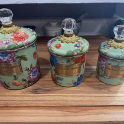 Mckenzie Childs Canister Set Flower Market Green