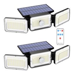 Solar Lights Outdoor Waterproof, Motion Sensor & Flood Outdoor Lights with Remote Control, 4 Adjustable Modes, 3000LM & 218 LED, High-Energy-Density S