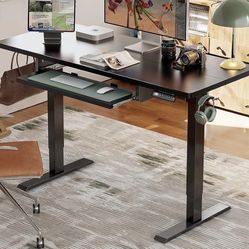 NEW Electric Standing Desk W/ Ergonomic Keyboard Tray, 55x24″ Inch Adjustable Height Desk !