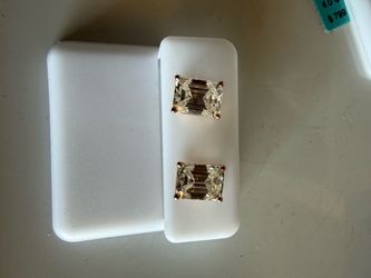 Emerald Cut Crystal Stud Earrings Rose Gold dipped earrings