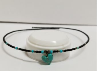 Turquoise sterling silver beaded choker necklace