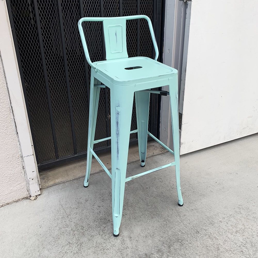 New in Box $25 (Light Blue) Metal Bar Stools w/ Backrest  30” Seat Height for Kitchen Counter Top Barstool 