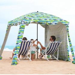 Beach Cabana - 6FT Beach Umbrella with UPF 100+ UV Protection & Sunshade Curtain - Waterproof Tent - Portable Shade, Easy to Set Up, Perfect for Famil