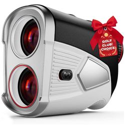 Upgraded 0.5 Second Easily Lock on a Pin Golf Rangefinder with Slope 2X HD Bright LCD, 1500 Yards Range Finder for Golf/Hunting, 7X Magnification with