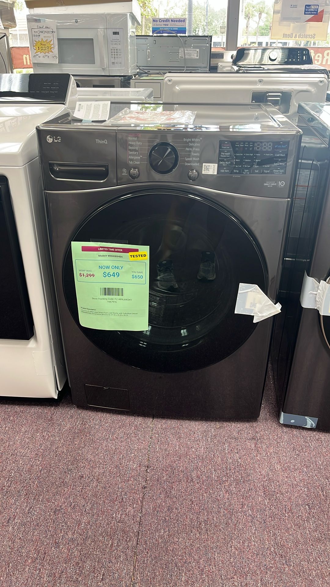 Washer Front Load New Open Box 1 Year Warranty 