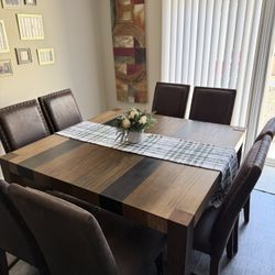 Dinning set with 8 chairs (Wood)
