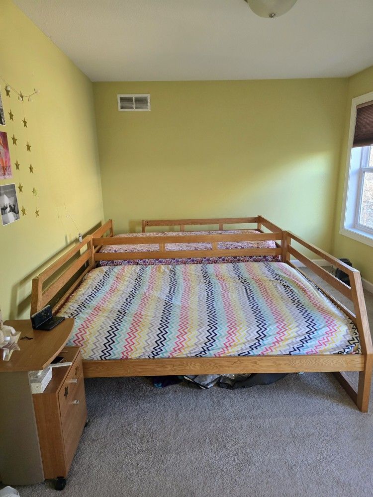 Wooden Full Over Twin Bunk Bed For Sale