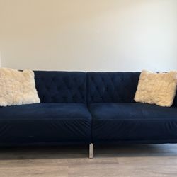 Modern Navy Blue Velvet Couch