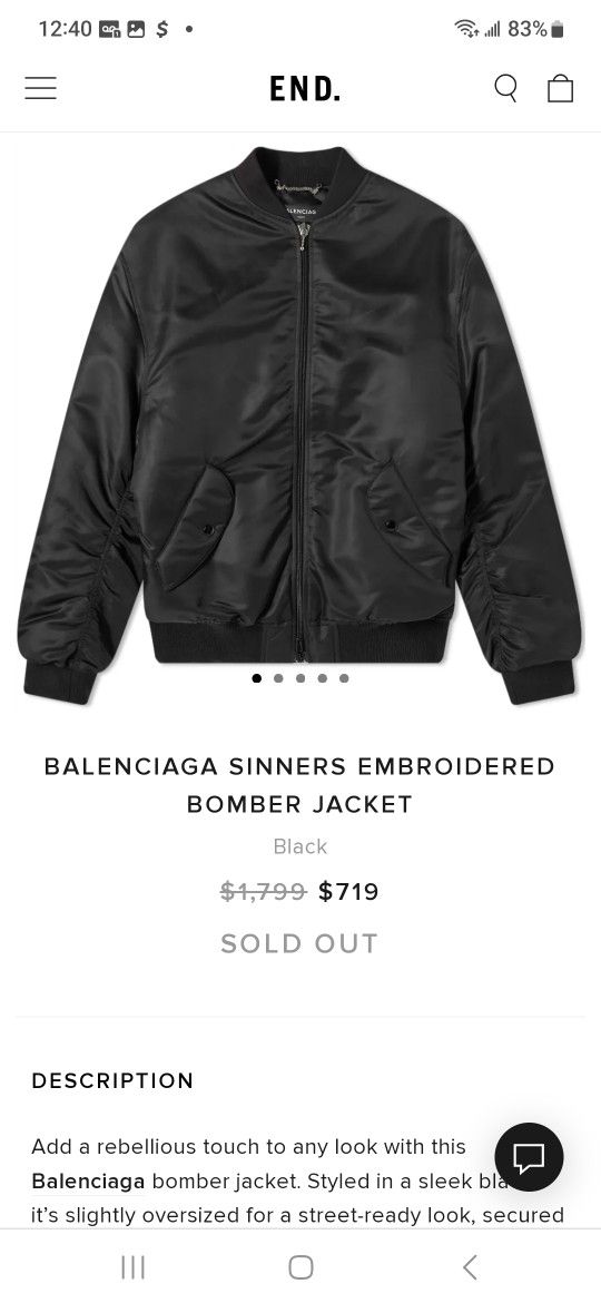 Balenciaga sinners deals bomber jacket