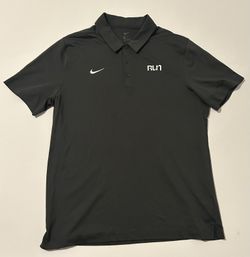 Nike Men's XL Polo Dri-FIT Gray ‘RUN’ Shirt Performance Golf Activewear 020