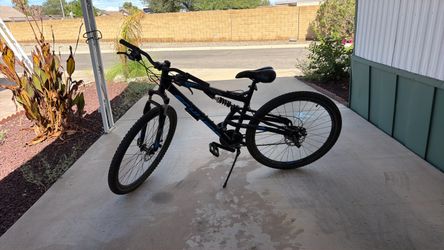 Black and Blue Full Suspension Mountain Bike