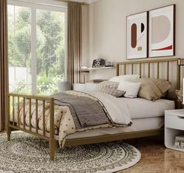 Queen bed - matte Gold