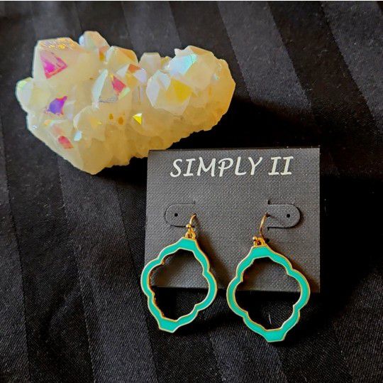 Turquoise and Gold Geometric Earrings