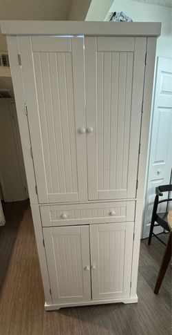 New Pantry 30 in. W x 72 in. H White Manufactured Wood Kitchen Pantry Cabinet with Motion Sensor Light and 180° Swing Doors