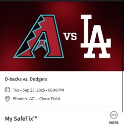 9/23 Dbacks Dodgers x2 Tickets - Lower level