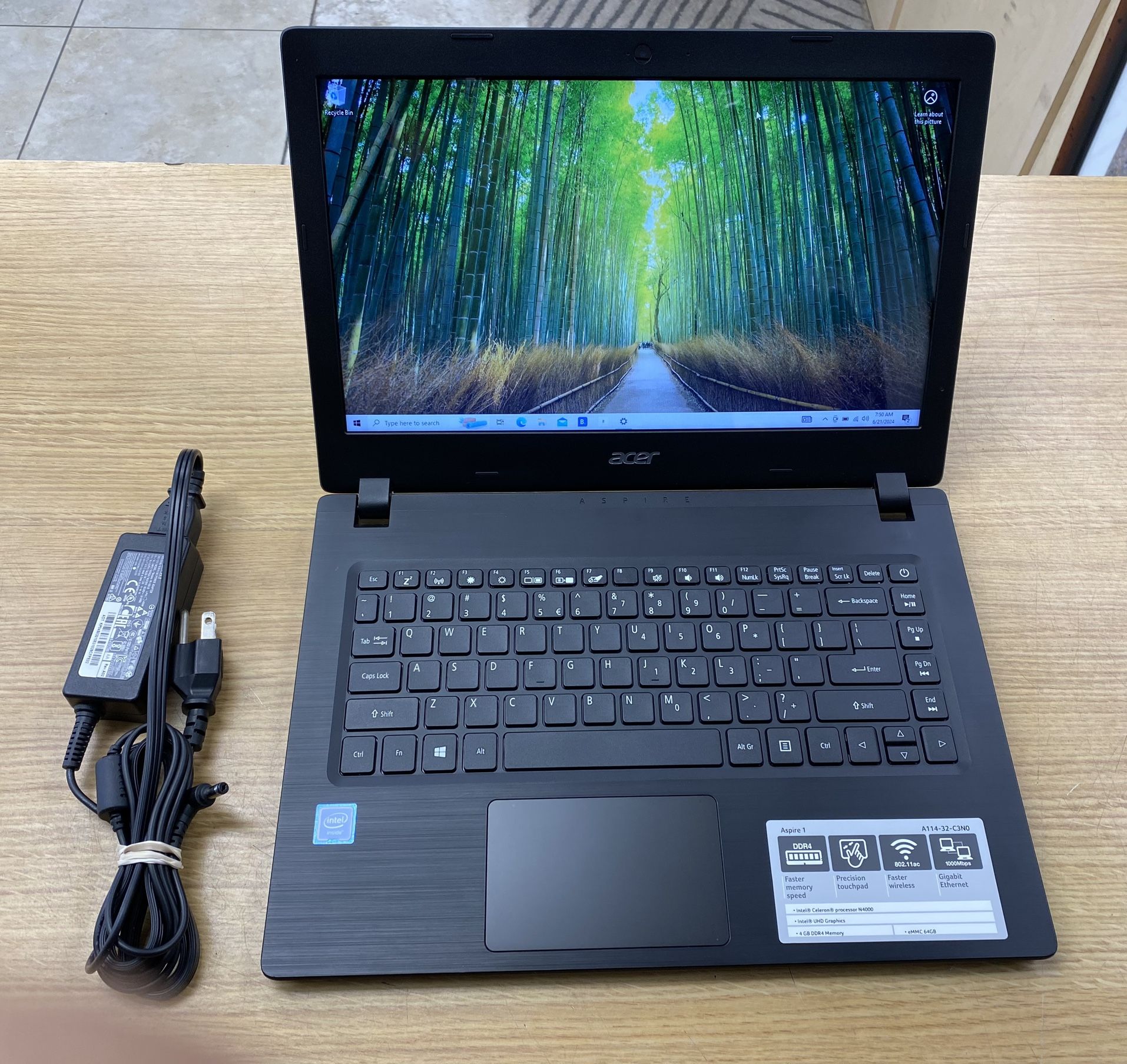 Acer Aspire 1 A114-32-C3N0 (Black) Laptop Intel Celeron N4000 4GB 64GB