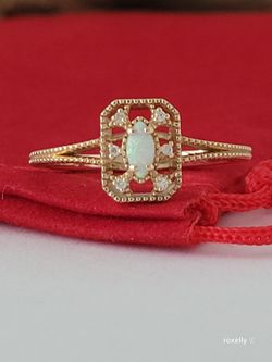 14K Yellow Gold Fire Opal and Genuine Diamonds Ring Size 8 Solid Gold/ Anillo de Oro con 1 Ópalo y Diamantes! 👌🎁Post Tags: Anillo de Oro