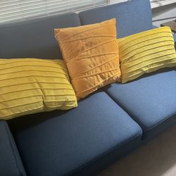 Blue Loveseat With Pillows 