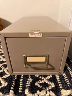 Vintage Globe-Weis Metal Stacking Card File Retro Office Desktop