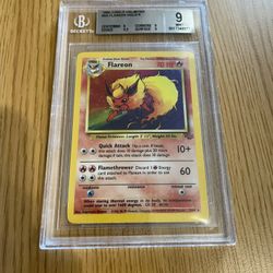 1999 POKEMON JUNGLE - UNLIMITED - RARE #3/64 FLAREON BGS 9