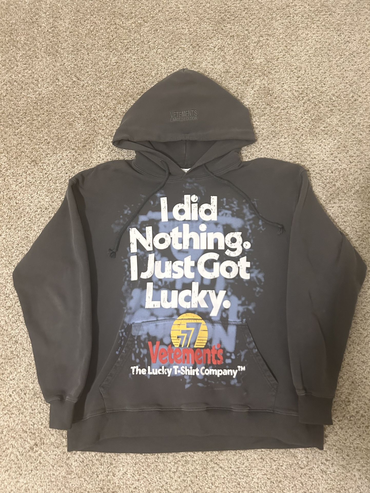 Vetements Hoodie' I Did Nothing, I Just Got Lucky' Size M