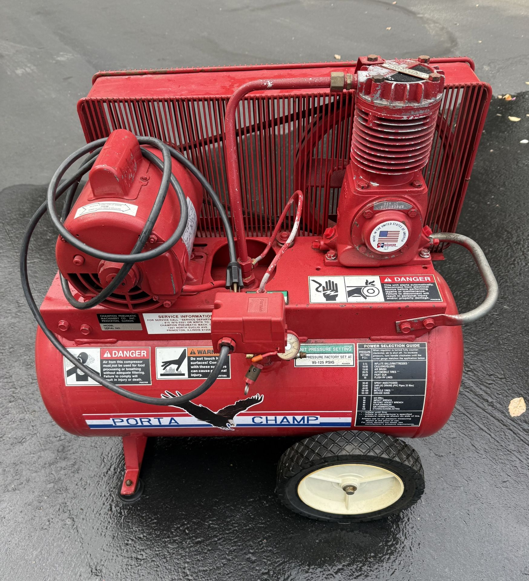 Champion Pneumatic Air Compressor 95-125 PSI