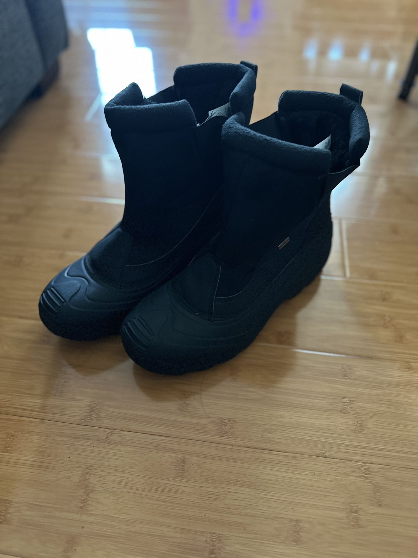 POLAR Mens Waterproof Outsole Deep Tread Fully Faux Fur Lined Winter Durable Snow Boots - Black