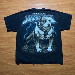 Vintage Y2K Rude Dogs Pitbull Tshirt  Size XL 