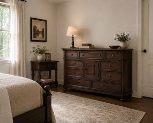 Dark Wood Dresser with Multiple Drawers